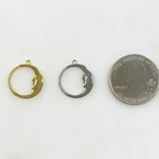 Gold Plated or Base Metal Crescent Moon Face Charm Thin Circle Half CZ Charm