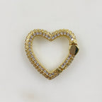 20 Mm Gold Plated Heart Shaped CZ Covered Push Gate Clasp