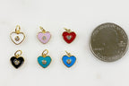 Gold Plated Dainty Heart Charm with CZ White Pink Red Black