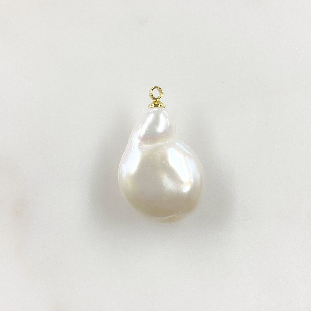 Gold Plated Freshwater Cubic Zirconia Star Pearl Charm Natural
