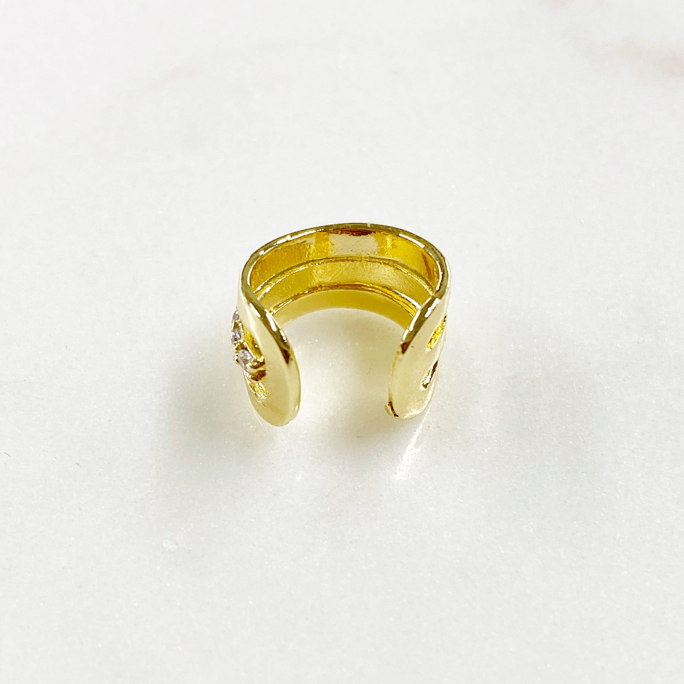 11mmx7mm Gold Plated Ear Cuff CZ Side Detail Lined Cuff
