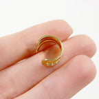 11mmx7mm Gold Plated Ear Cuff CZ Side Detail Lined Cuff