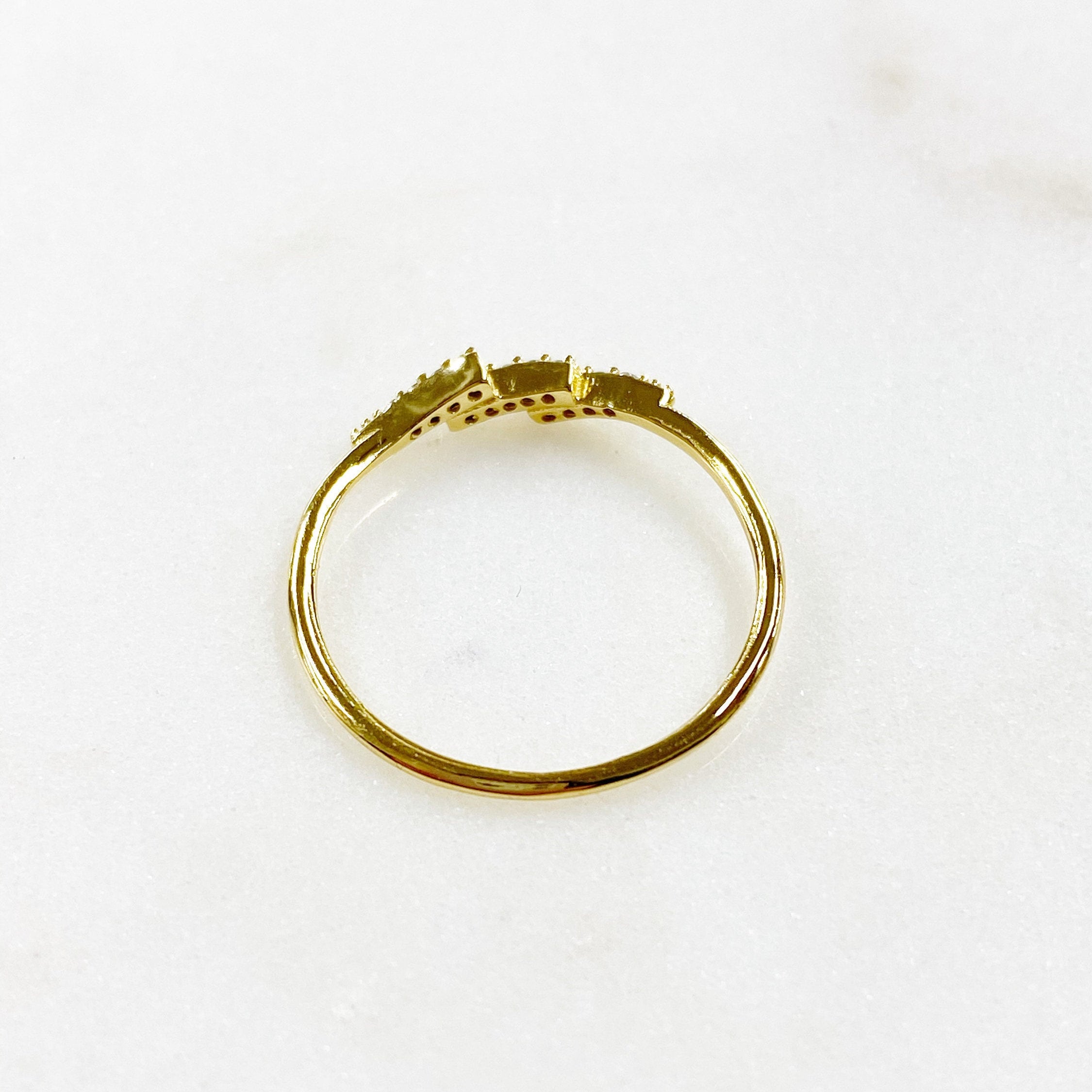 Vermeil Lightning Bolt CZ Ring Size 7 Thin Stackable Rings
