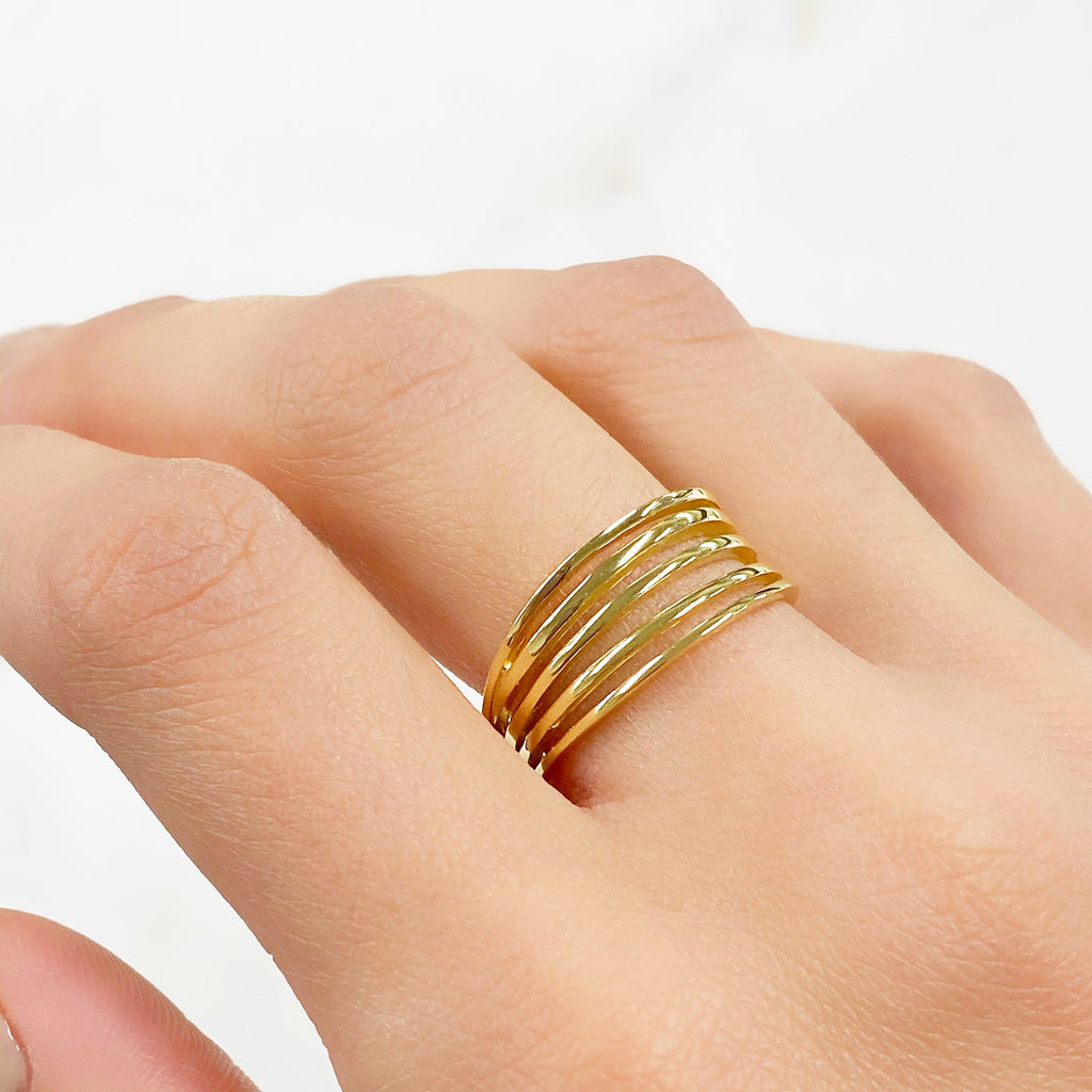 Vermeil Multi Band Vintage Inspired Ring Size 7 Ready to Wear