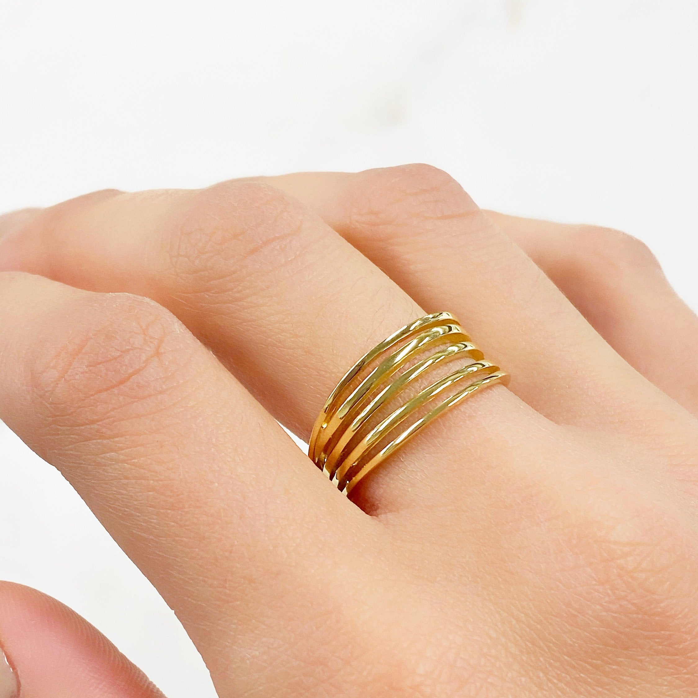 Vermeil Multi Band Vintage Inspired Ring Size 7 Ready to Wear