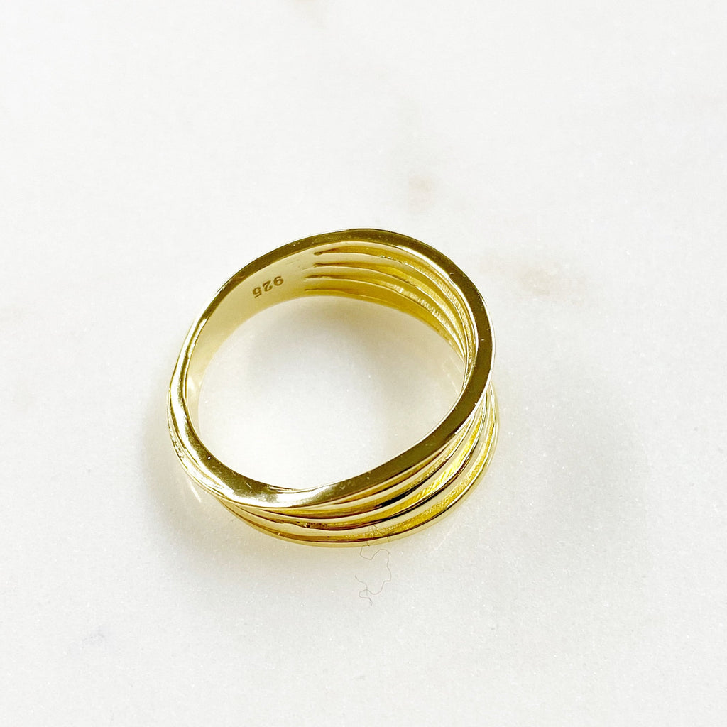 Vermeil Multi Band Vintage Inspired Ring Size 7 Ready to Wear