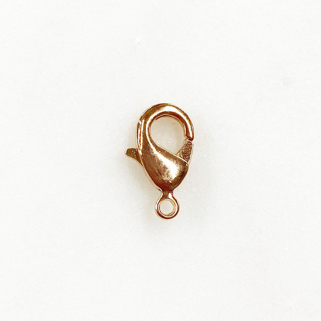 Gold Plated or Brass Rose Rounded Lobster Clasp 12mm Clasp (10pc)