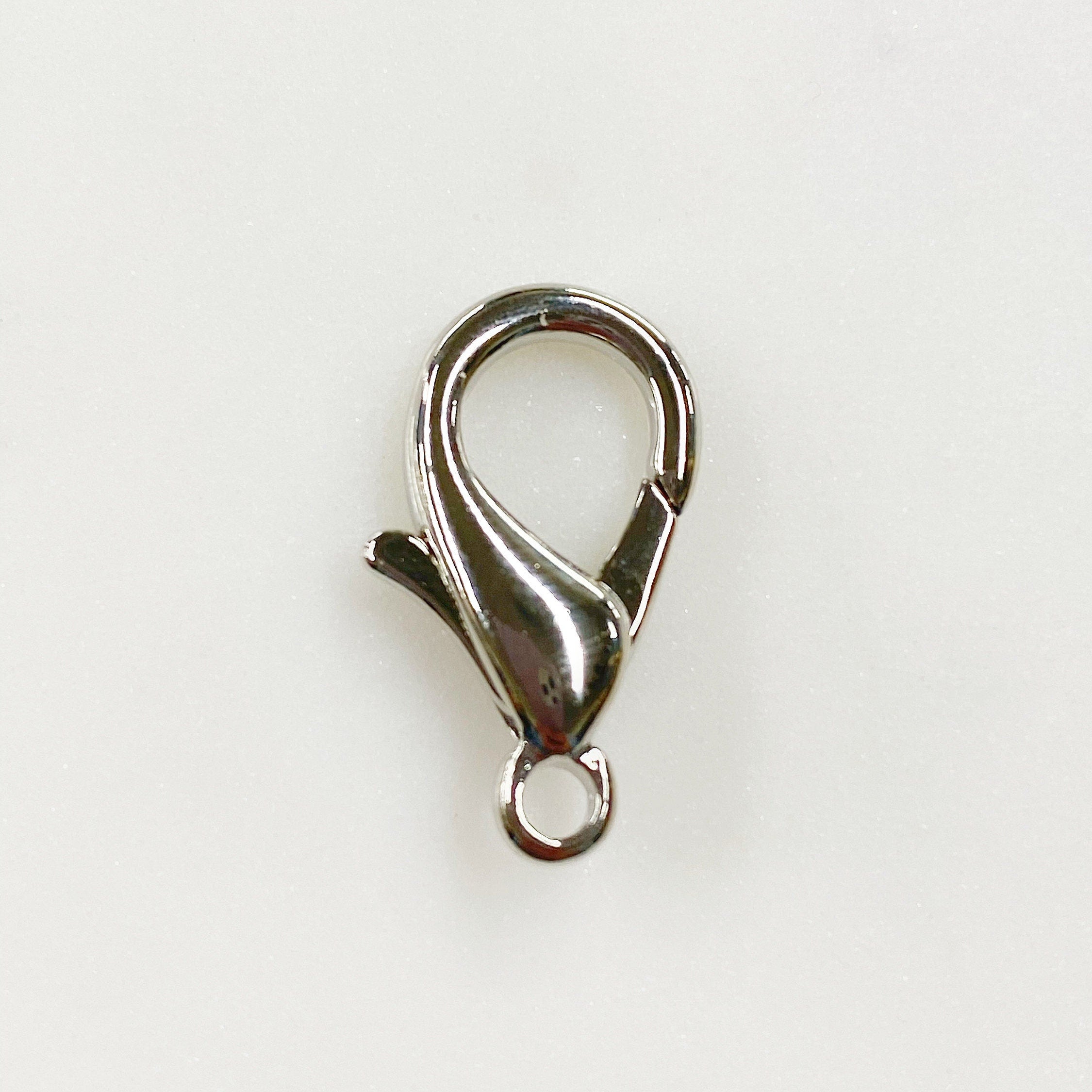 Brass Silver Plated Rounded Lobster Clasp 21mm Clasp Chain (10pc)