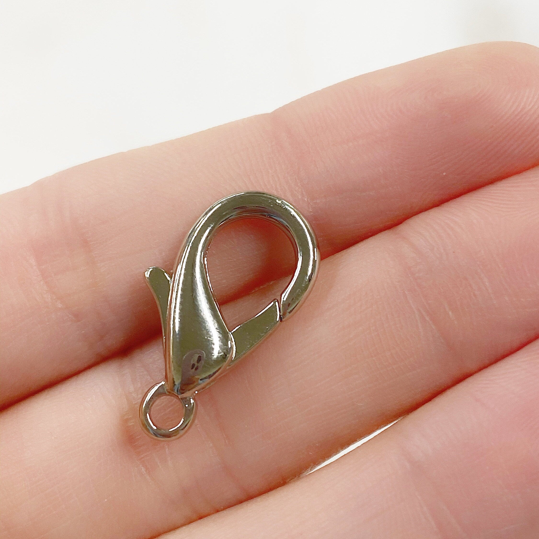 Brass Silver Plated Rounded Lobster Clasp 21mm Clasp Chain (10pc)