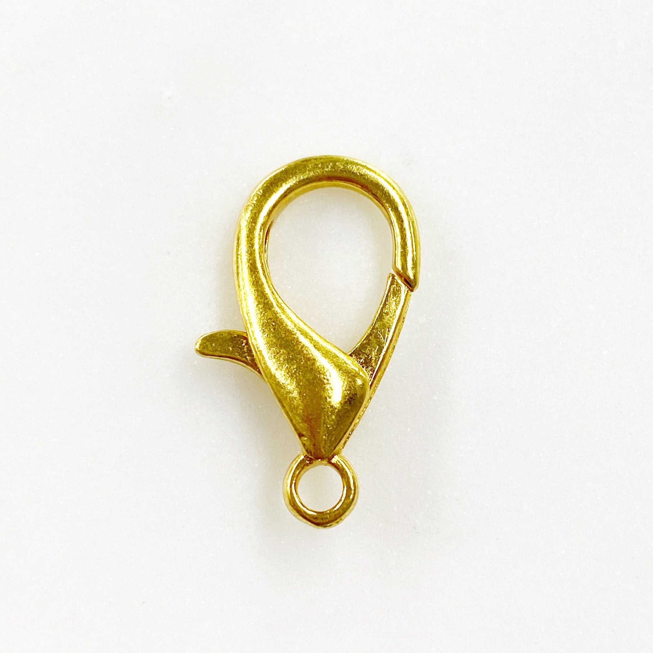 Gold Plated or Brass Rounded Lobster Clasp 22mm x 10mm Clasp Chain (10pc)