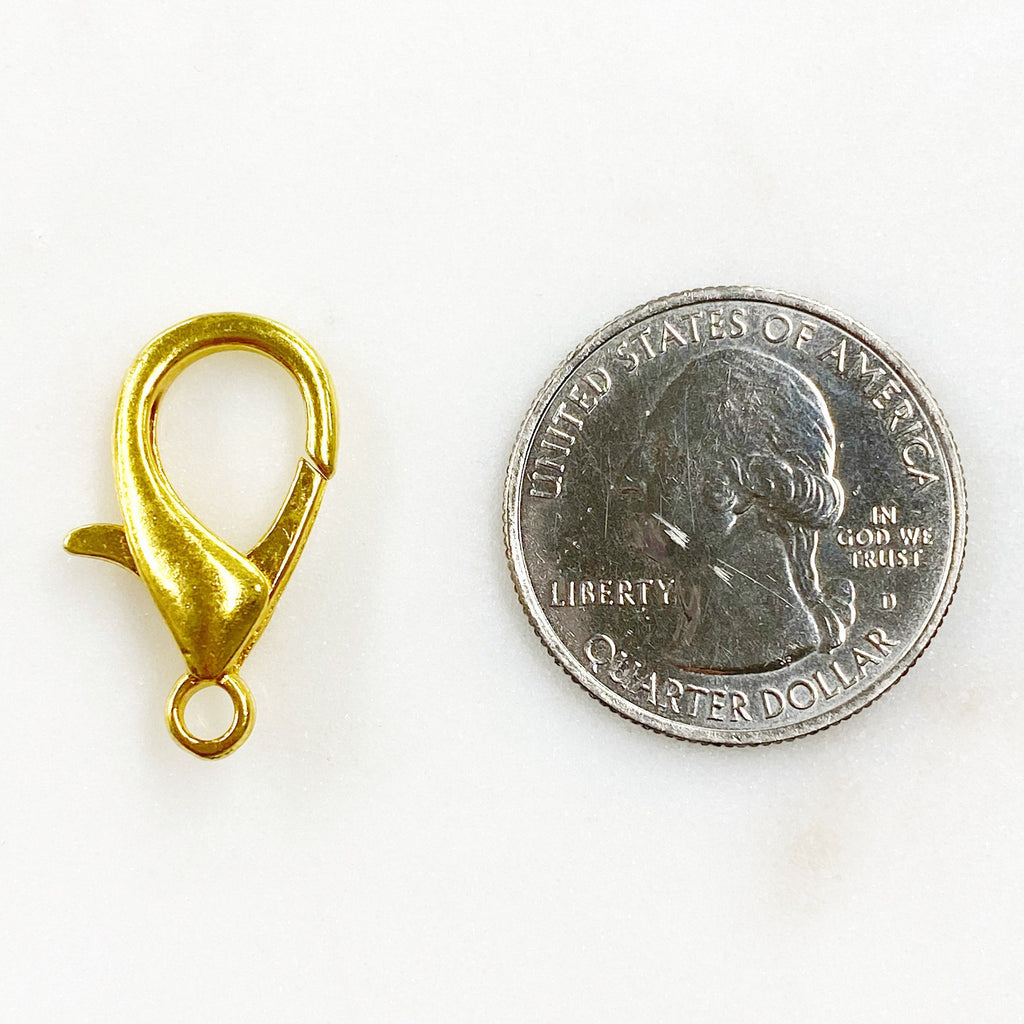 Gold Plated or Brass Rounded Lobster Clasp 22mm x 10mm Clasp Chain (10pc)
