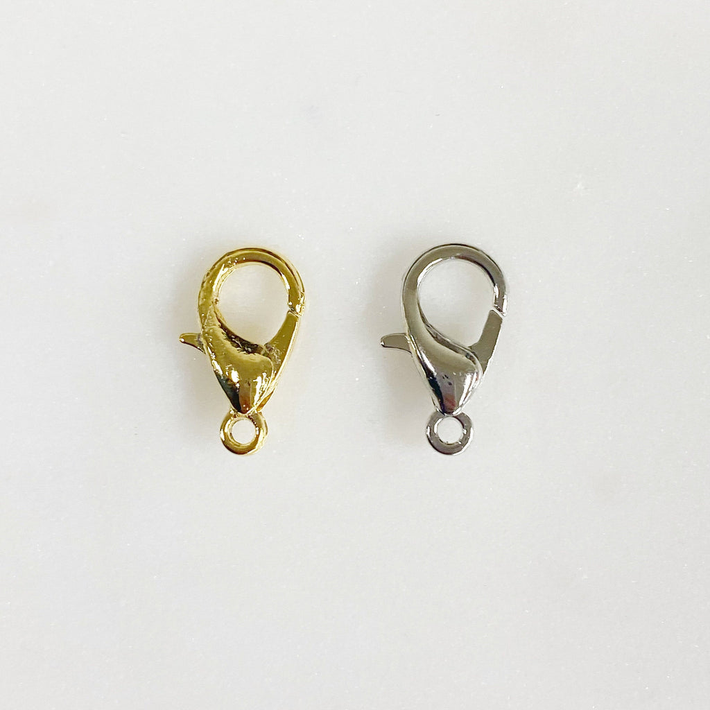 Brass 12mm Rounded Lobster Clasp Gold or Silver Clasp Findings (10pc)