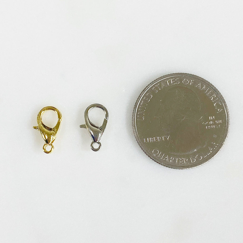 Brass 12mm Rounded Lobster Clasp Gold or Silver Clasp Findings (10pc)