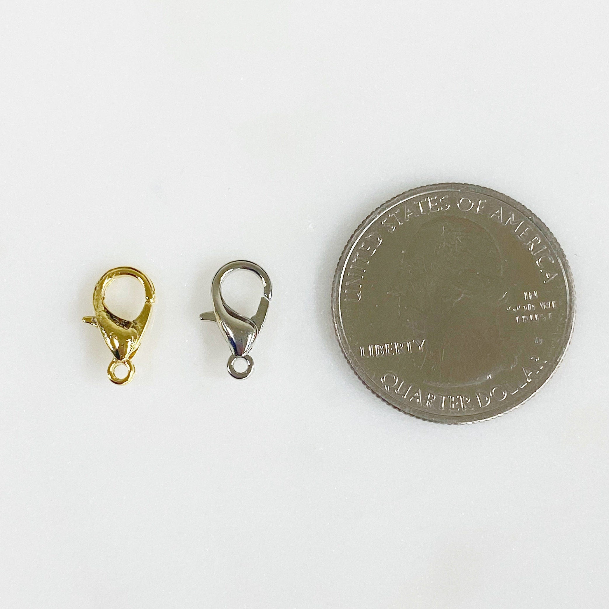 Brass 12mm Rounded Lobster Clasp Gold or Silver Clasp Findings (10pc)