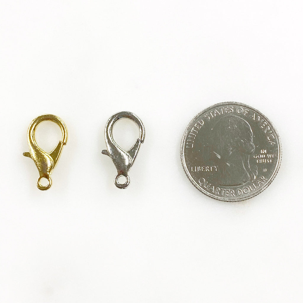 Brass 19mm Rounded Lobster Clasp Gold or Silver Clasp Findings (10pc)