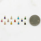 Gold Plated Tiny Tear Drop Cubic Zirconia Stone Charm Teeny Tiny CZ