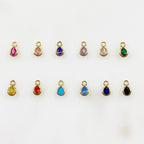 Gold Plated Tiny Tear Drop Cubic Zirconia Stone Charm Teeny Tiny CZ