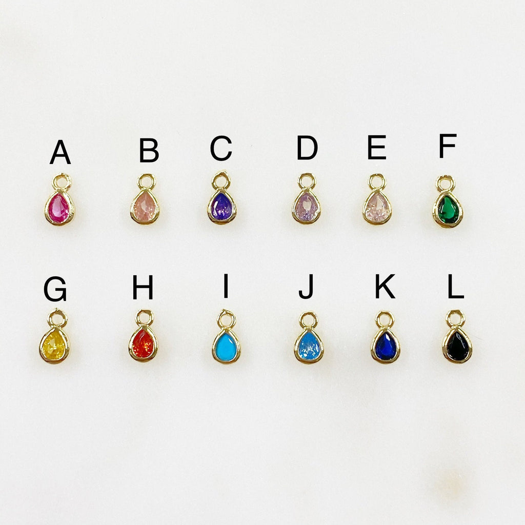 Gold Plated Tiny Tear Drop Cubic Zirconia Stone Charm Teeny Tiny CZ