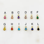 Gold Plated Tiny Tear Drop Cubic Zirconia Stone Charm Teeny Tiny CZ