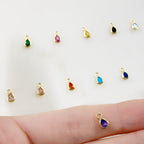 Gold Plated Tiny Tear Drop Cubic Zirconia Stone Charm Teeny Tiny CZ