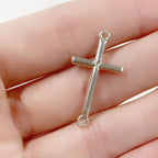 Sterling Silver 26mm Horizontal Cross Connector Link Charm