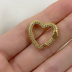 20 Mm Gold Plated Heart Shaped CZ Covered Push Gate Clasp
