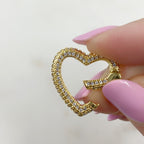 20 Mm Gold Plated Heart Shaped CZ Covered Push Gate Clasp