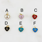 Gold Plated Dainty Heart Charm with CZ White Pink Red Black