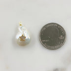 Gold Plated Freshwater Cubic Zirconia Star Pearl Charm Natural