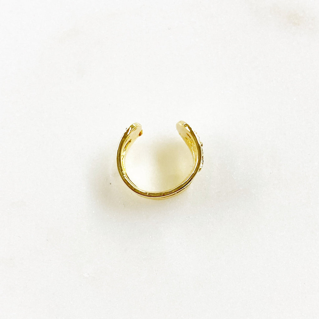 11mmx7mm Gold Plated Ear Cuff CZ Side Detail Lined Cuff