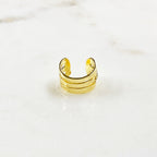 11mmx7mm Gold Plated Ear Cuff CZ Side Detail Lined Cuff