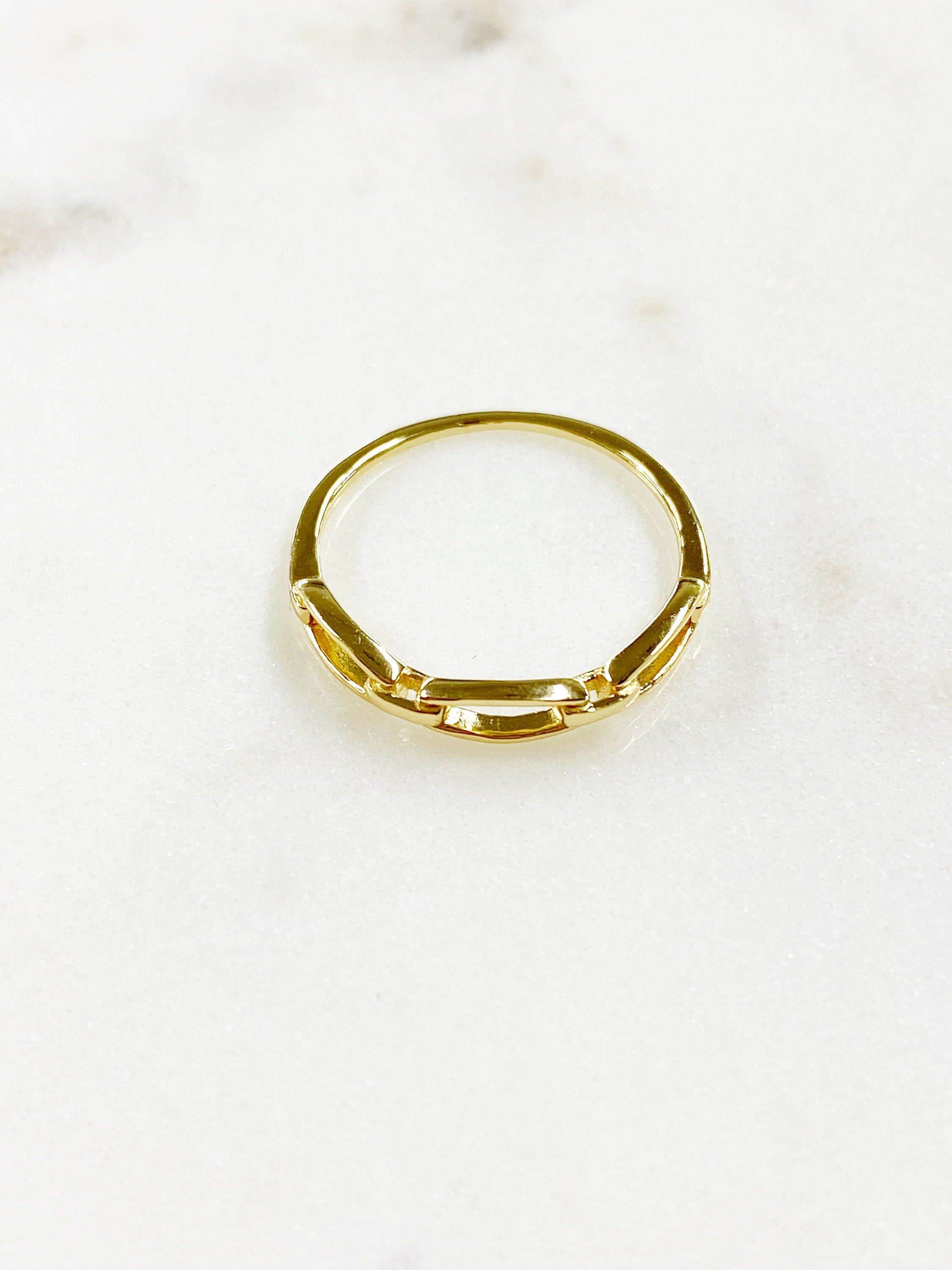 Vermeil Thin Chain Ring Size 7 Stackable Band Ring Ready