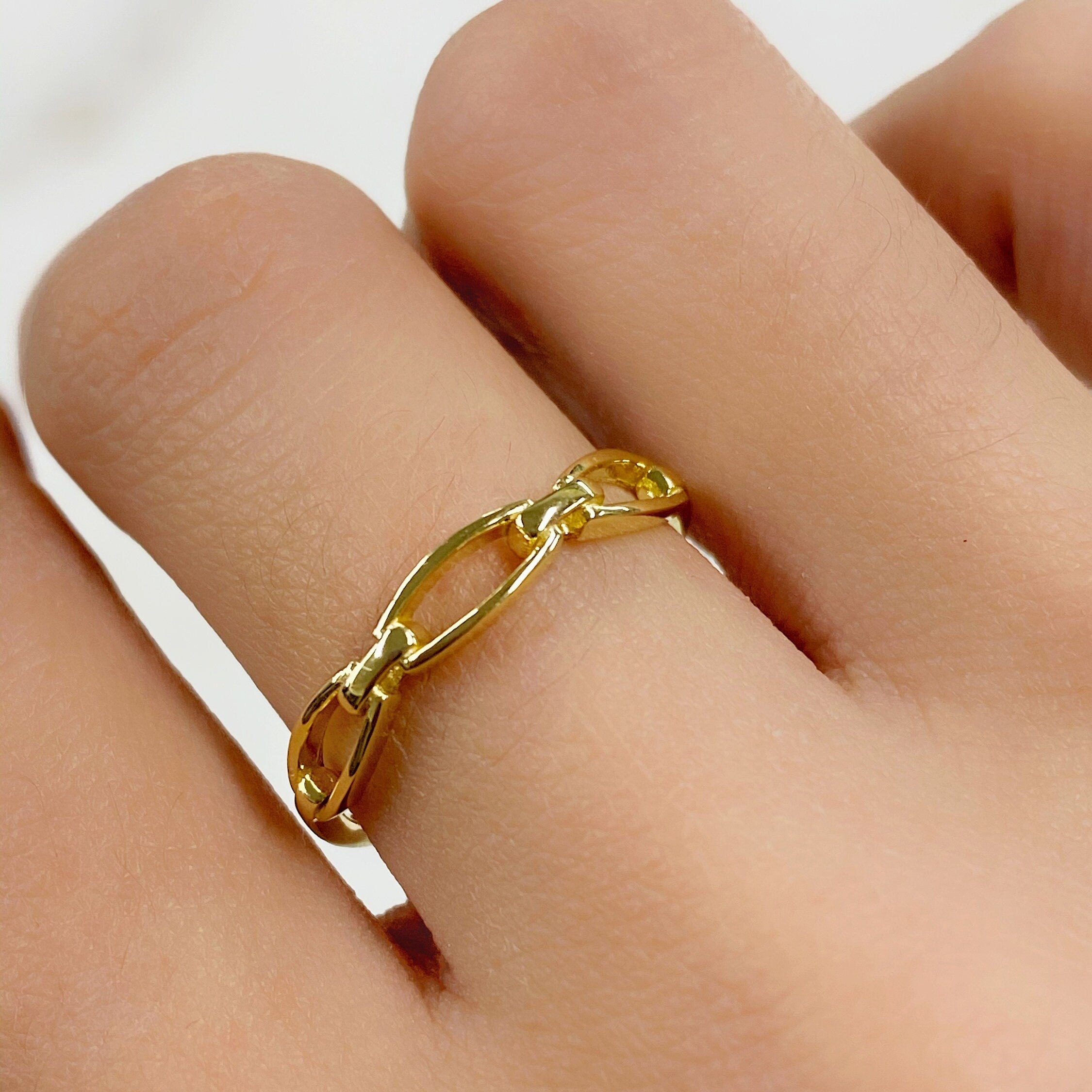 Vermeil Thin Chain Ring Size 7 Stackable Band Ring Ready
