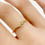 Vermeil Lightning Bolt CZ Ring Size 7 Thin Stackable Rings