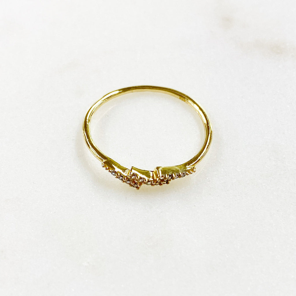 Vermeil Lightning Bolt CZ Ring Size 7 Thin Stackable Rings