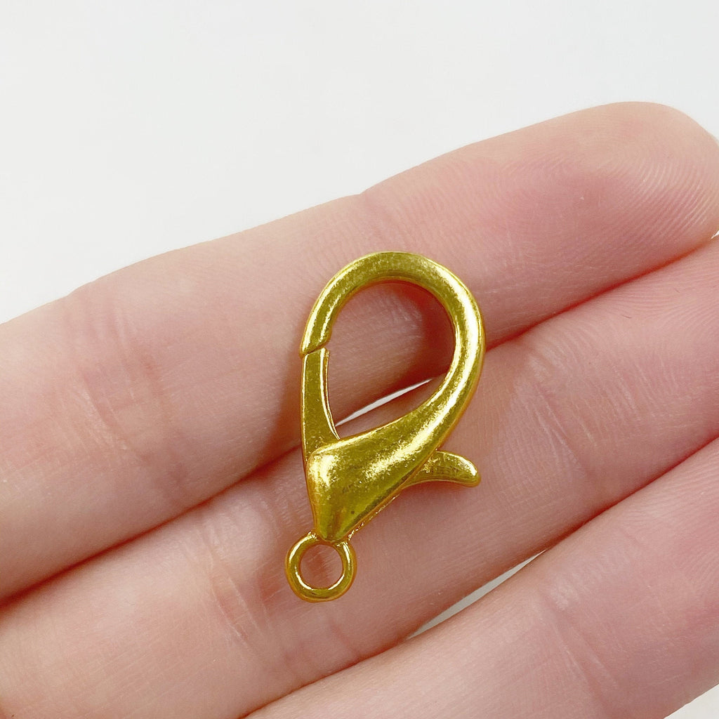 Gold Plated or Brass Rounded Lobster Clasp 22mm x 10mm Clasp Chain (10pc)