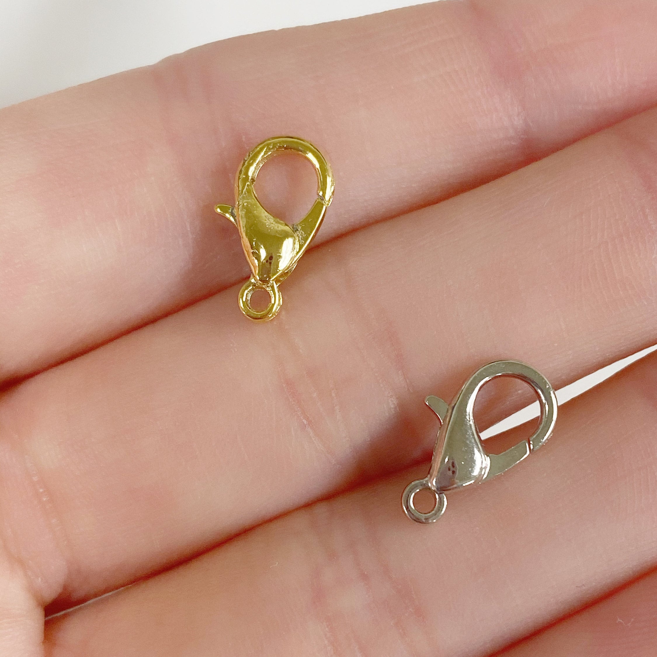 Brass 12mm Rounded Lobster Clasp Gold or Silver Clasp Findings (10pc)