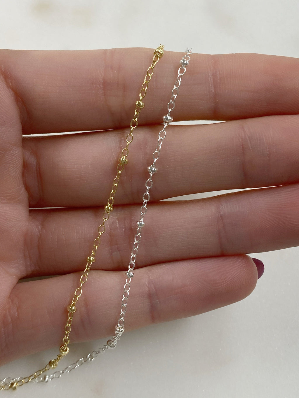 Sterling Silver or 14K Gold Filled Dainty Thin Satellite Chain or Dainty