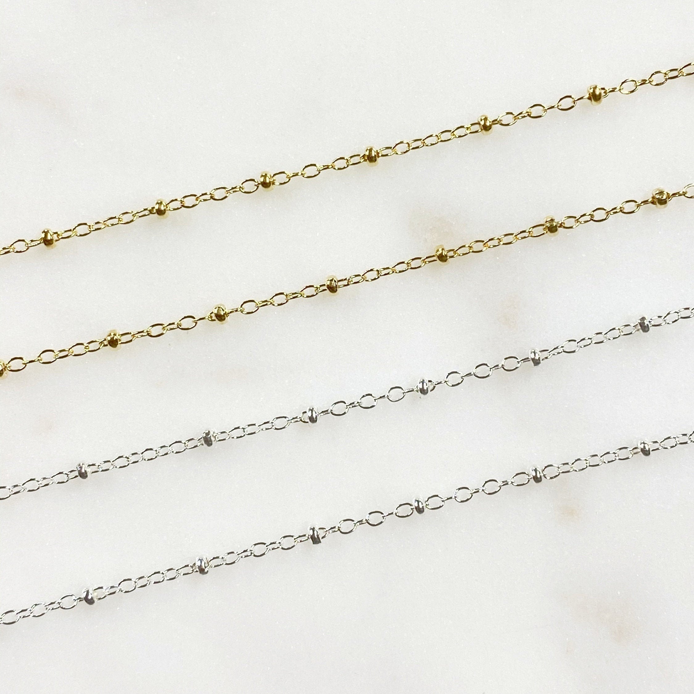Sterling Silver or 14K Gold Filled Dainty Thin Satellite Chain or Dainty