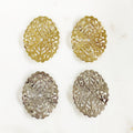 30mmx23mm Base Metal Filigree Gold or Silver Plated Medallion (2pc)