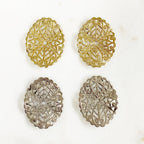30mmx23mm Base Metal Filigree Gold or Silver Plated Medallion (2pc)