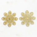 45mm Raw Brass Filigree Flower Shaped Wire Tracery (2pc)
