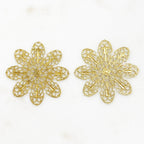 45mm Raw Brass Filigree Flower Shaped Wire Tracery (2pc)