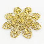 45mm Raw Brass Filigree Flower Shaped Wire Tracery (2pc)