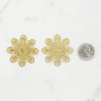 45mm Raw Brass Filigree Flower Shaped Wire Tracery (2pc)