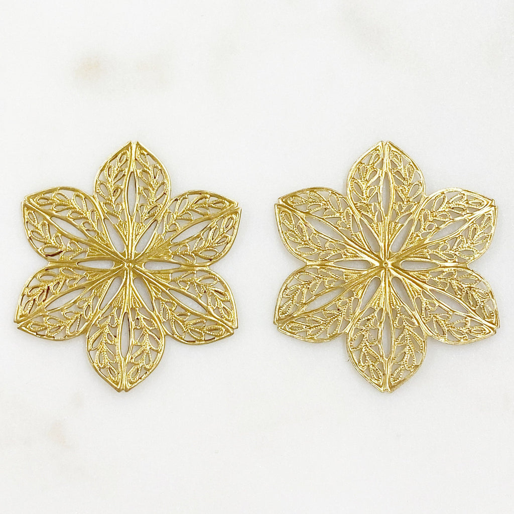 45mm Raw Brass Filigree Wire Tracery Medallion (2pc)