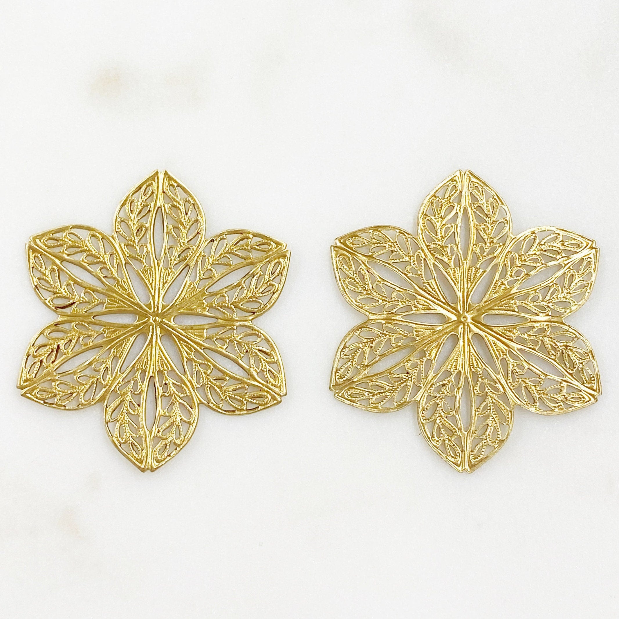 45mm Raw Brass Filigree Wire Tracery Medallion (2pc)