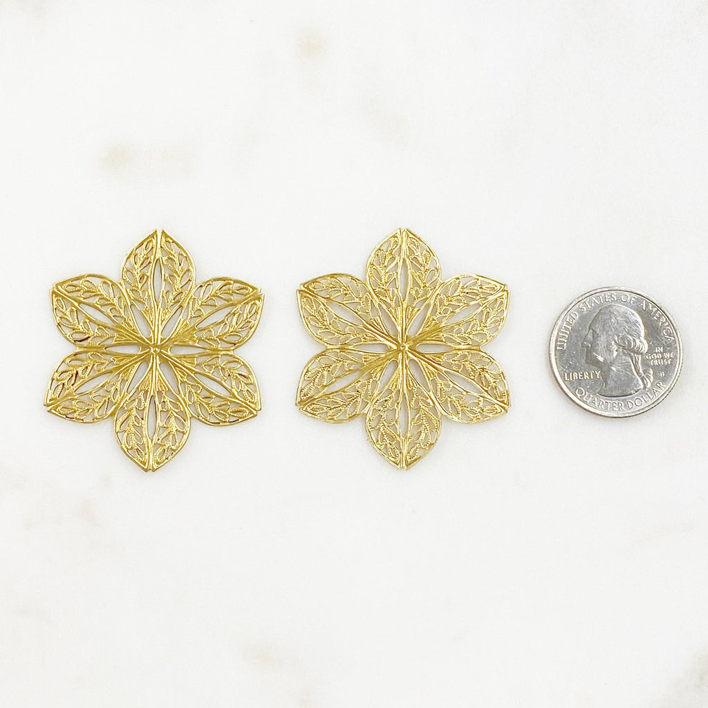 45mm Raw Brass Filigree Wire Tracery Medallion (2pc)