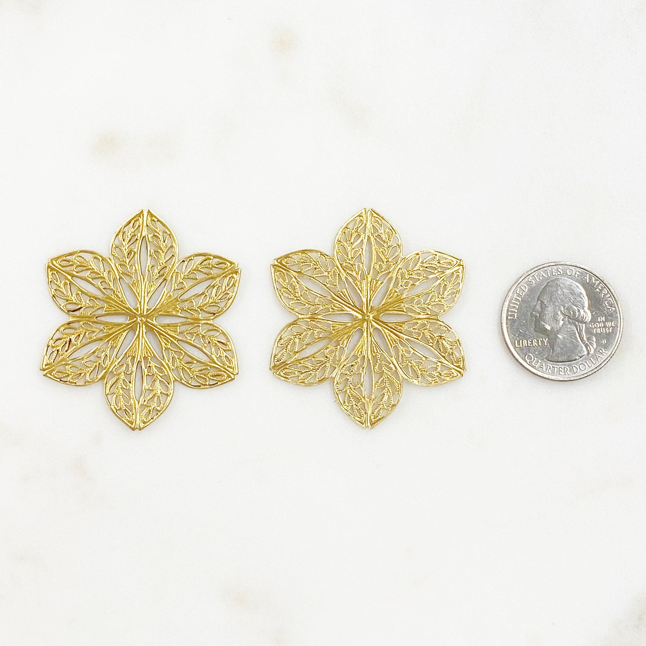 45mm Raw Brass Filigree Wire Tracery Medallion (2pc)