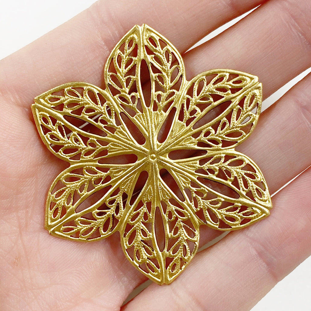 45mm Raw Brass Filigree Wire Tracery Medallion (2pc)